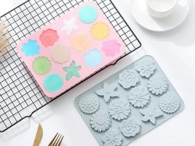 Molde silicona 12 flores planas